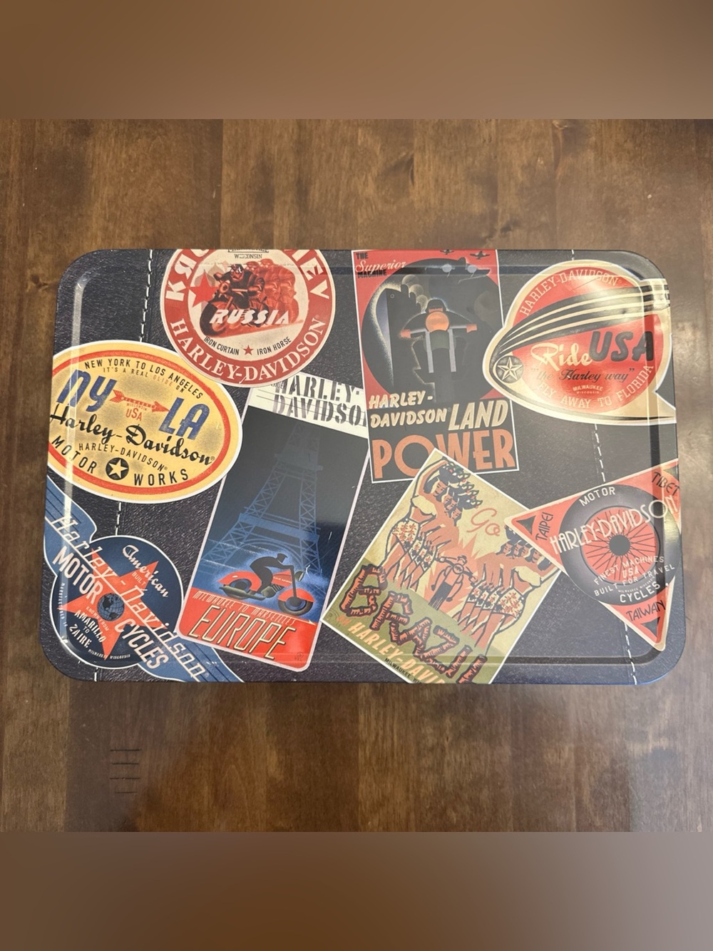 Vintage Harley-Davidson‎ Tin Box With Carrying Handle Tin Travel Case